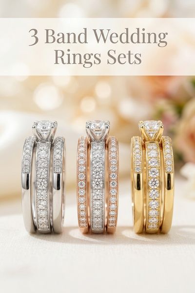 3 band wedding rings sets