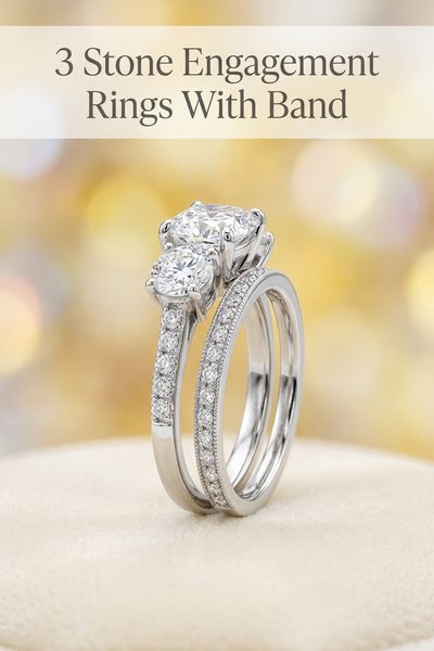 3 stone engagement rings with band