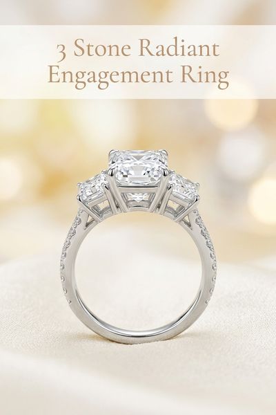 3 stone radiant engagement ring