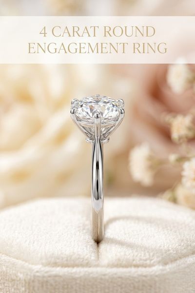 4 carat round engagement ring