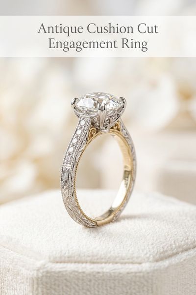 antique cushion cut engagement ring