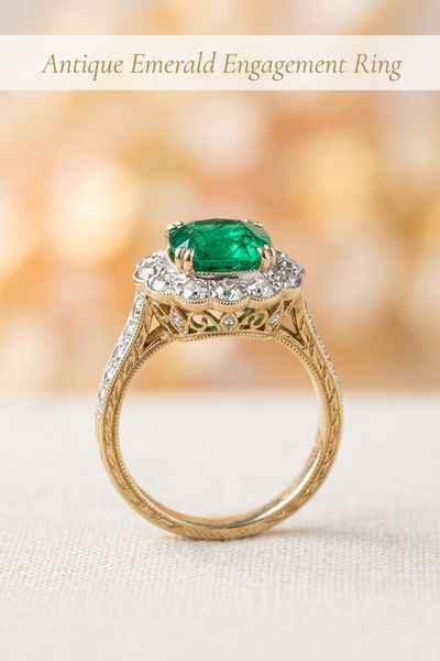 antique emerald engagement ring