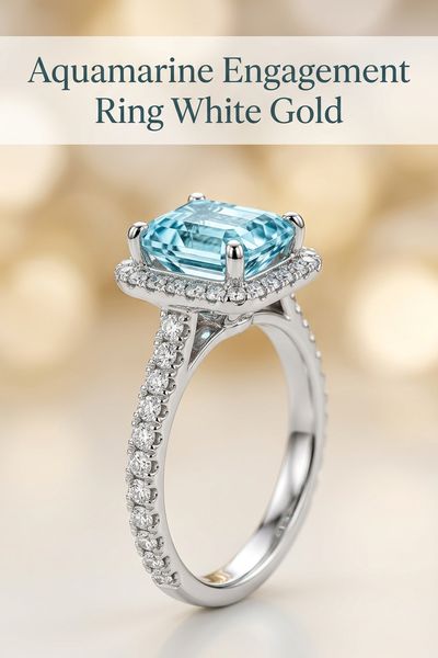 aquamarine engagement ring white gold