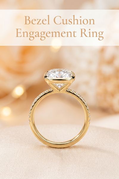 bezel cushion engagement ring
