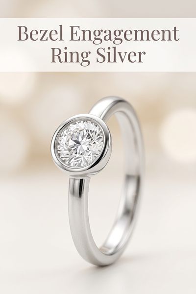 bezel engagement ring silver