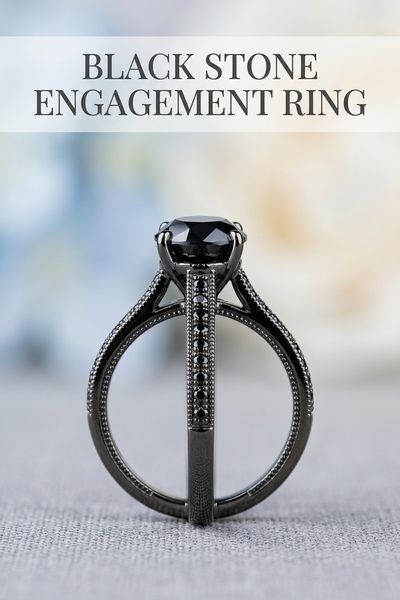 black stone engagement ring