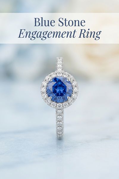 blue stone engagement ring