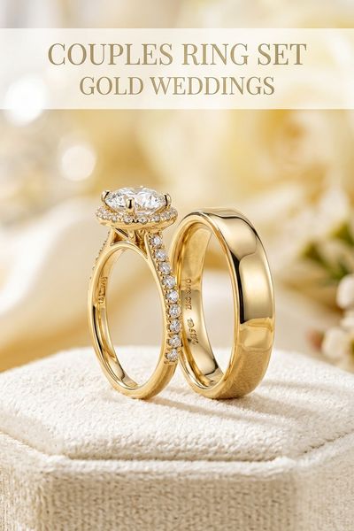 couples ring set gold weddings