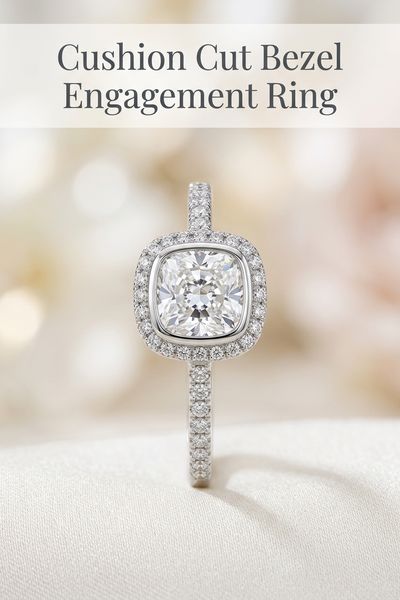 cushion cut bezel engagement ring