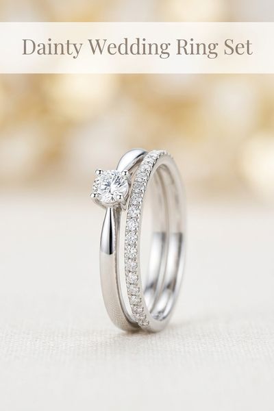dainty wedding ring set