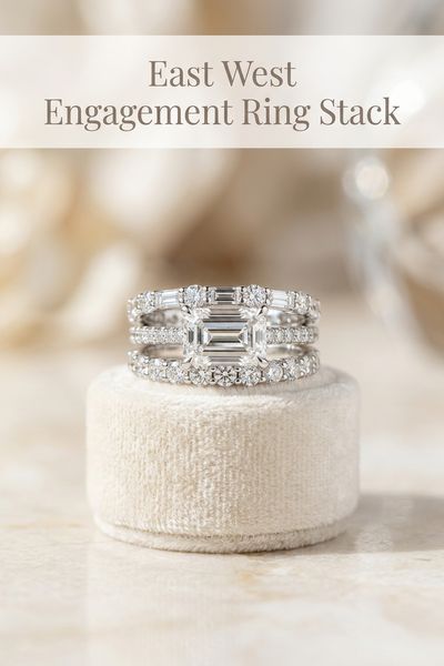 east west engagement ring stack