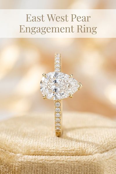 east west pear engagement ring