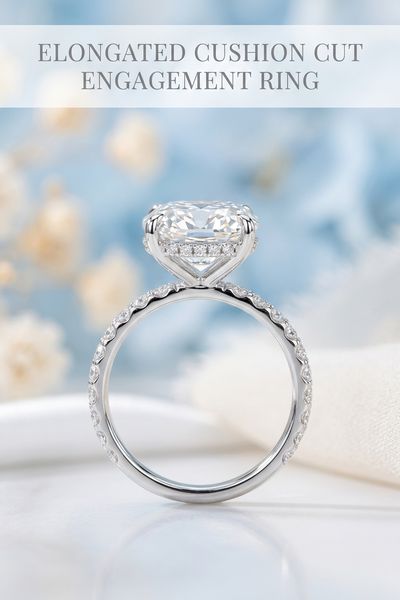 elongated cushion cut engagement ring