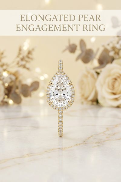 elongated pear engagement ring