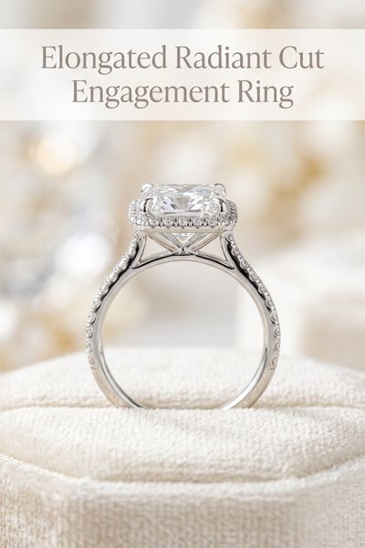 elongated radiant cut engagement ring