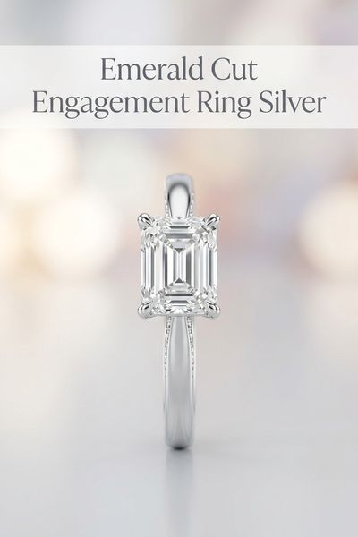 emerald cut engagement ring silver