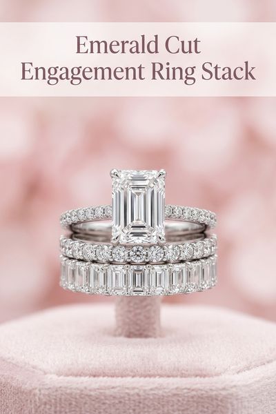 emerald cut engagement ring stack