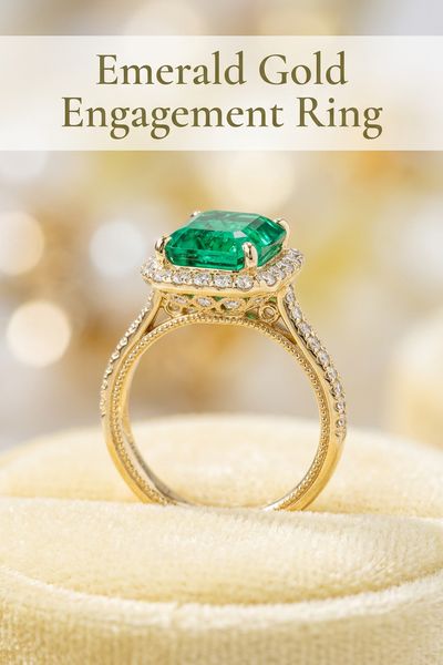 emerald gold engagement ring
