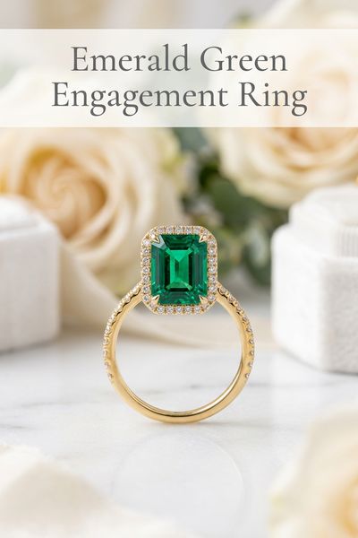 emerald green engagement ring
