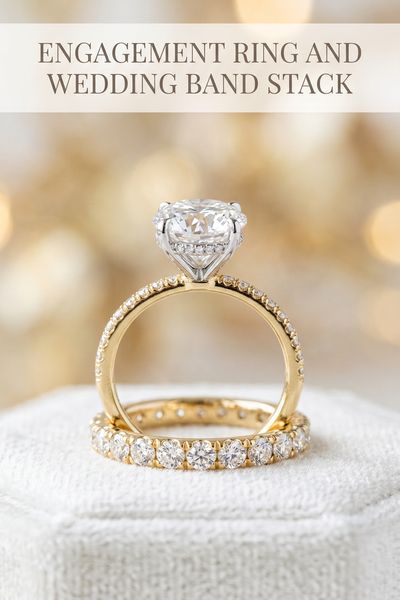 engagement ring and wedding band stack