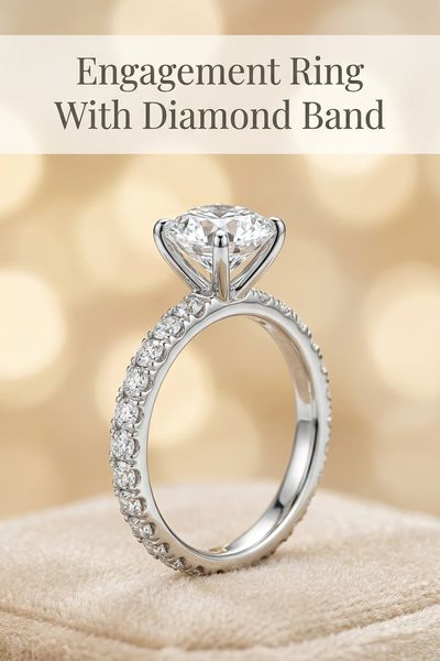 engagement ring with diamond band