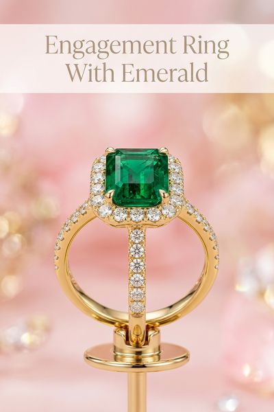 engagement ring with emerald