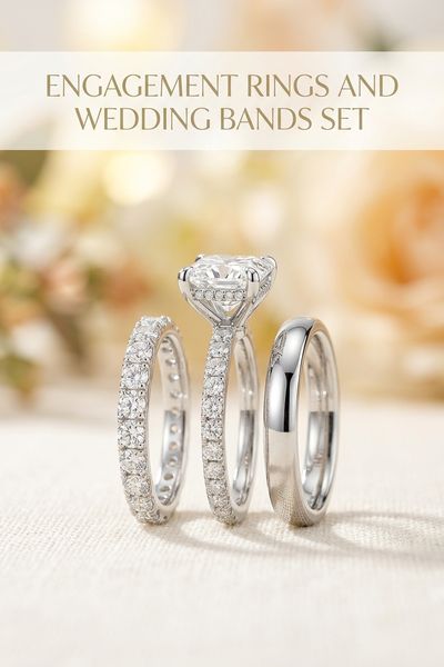 engagement rings and wedding bands set