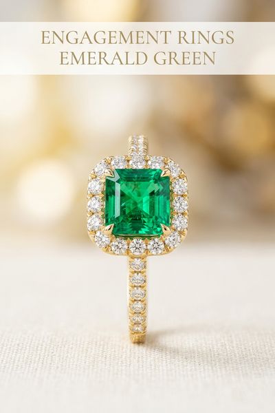 engagement rings emerald green