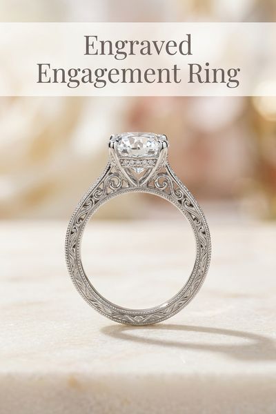 engraved engagement ring