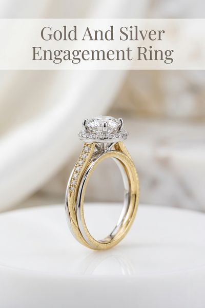 gold and silver engagement ring