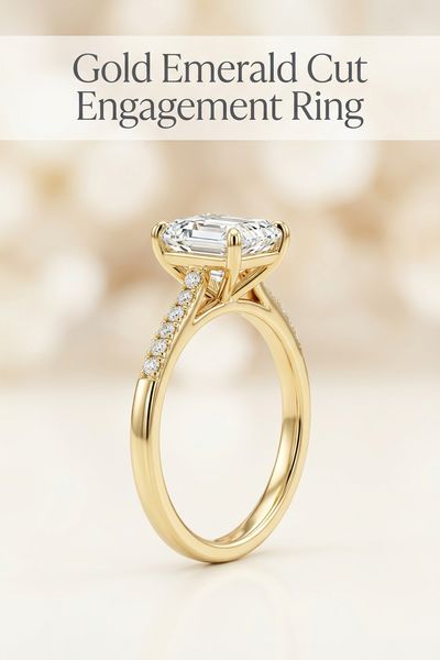gold emerald cut engagement ring