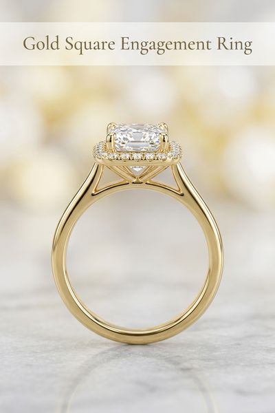 gold square engagement ring