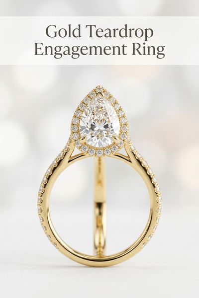 gold teardrop engagement ring