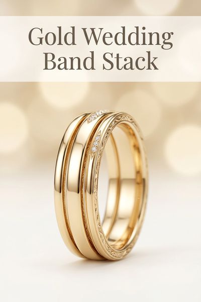 gold wedding band stack