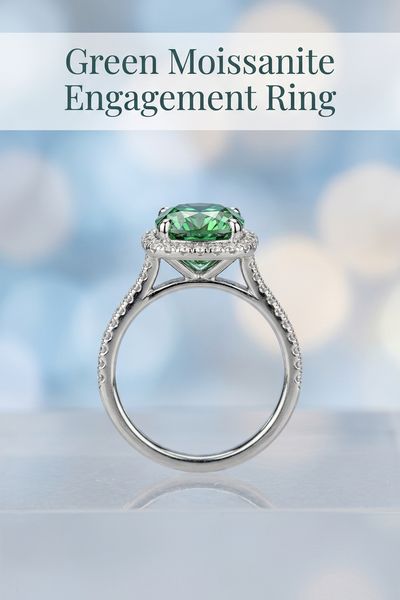 green moissanite engagement ring