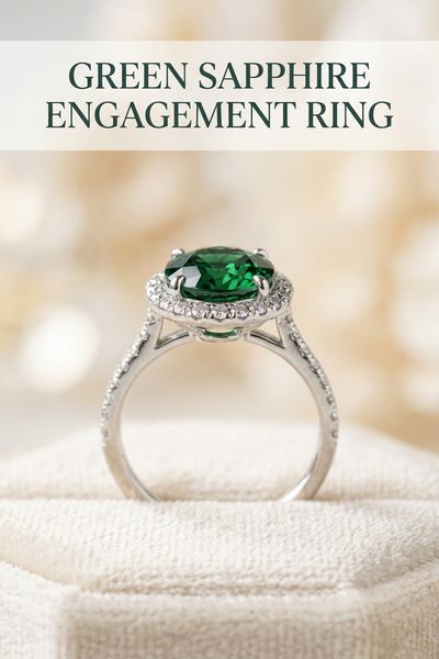 green sapphire engagement ring