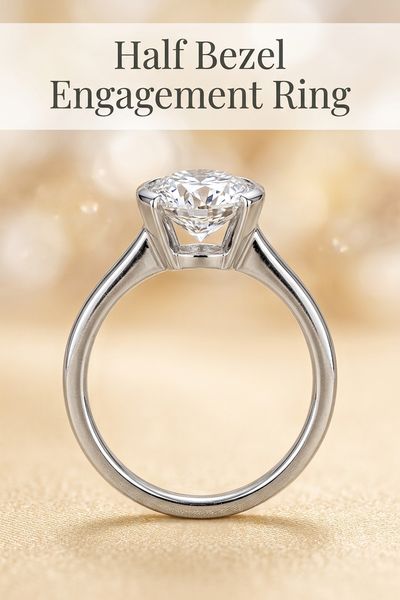 half bezel engagement ring