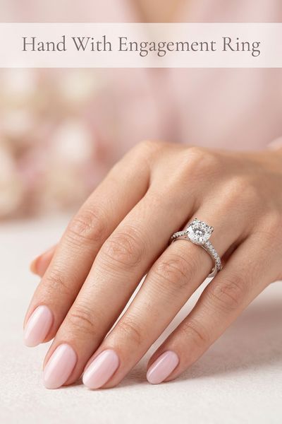 hand with engagement ring