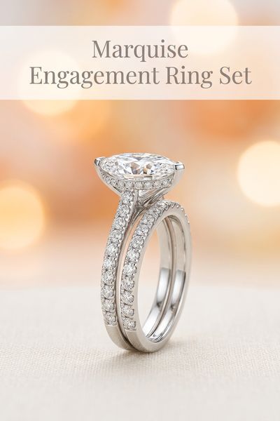 marquise engagement ring set