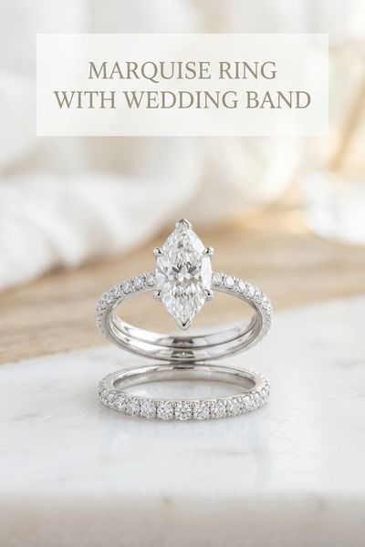 marquise ring with wedding band