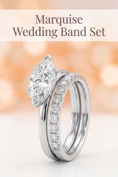 marquise wedding band set