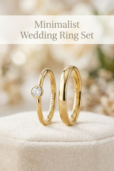 minimalist wedding ring set