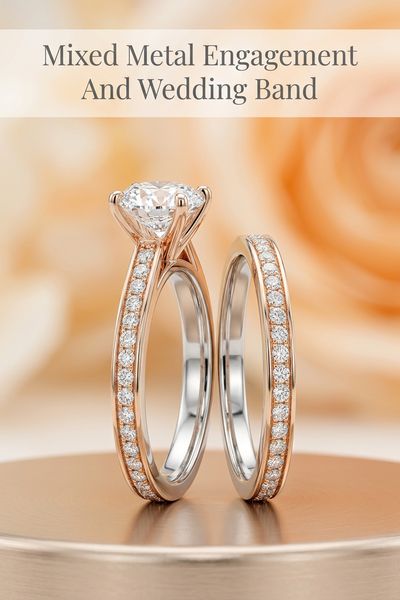mixed metal engagement and wedding band