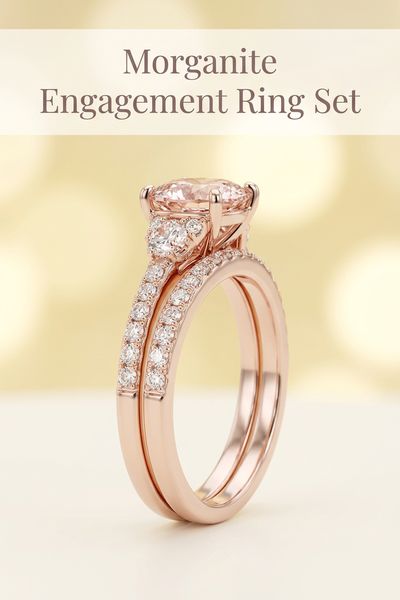 morganite engagement ring set
