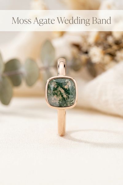 moss agate wedding band