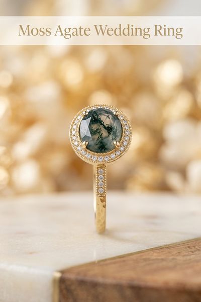 moss agate wedding ring