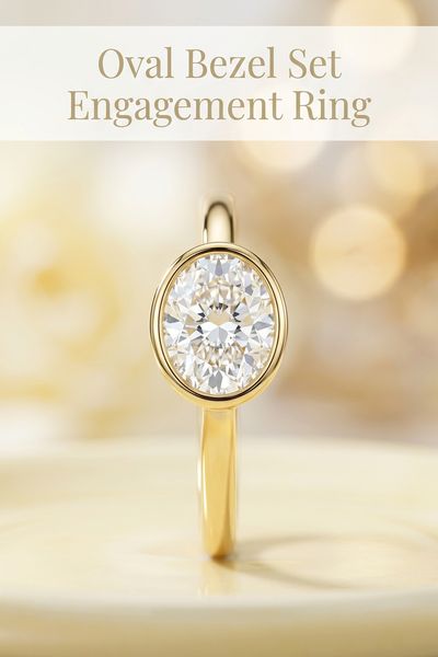 oval bezel set engagement ring