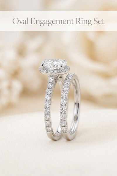 oval engagement ring set