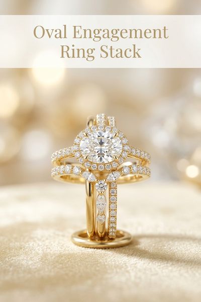 oval engagement ring stack