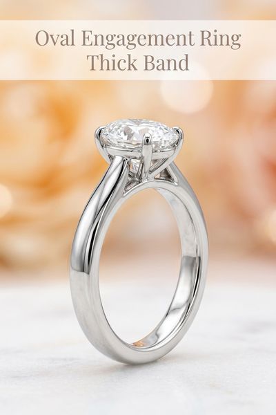 oval engagement ring thick band